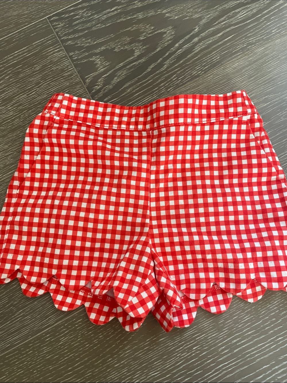 Crewcuts Red & White Gingham Scallop-Hem Shorts